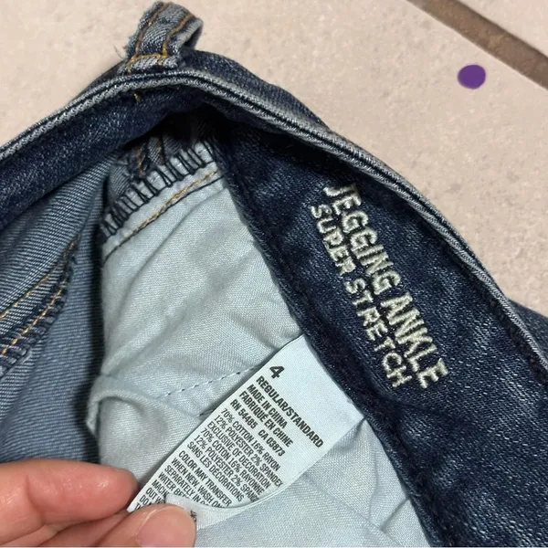 American Eagle Women Denim‎ Jegging Ankle Super Stretch Stacked Moto size 4 - Image 5