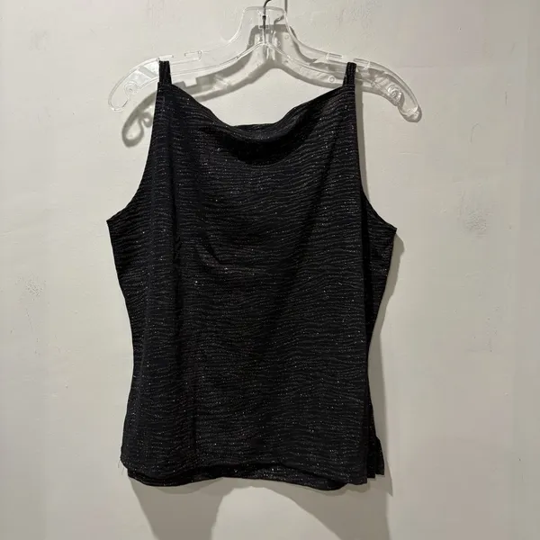 Vintage Y2K Fashion Bug tank top‎ Size Large Black Sparkles Party Zebra Print - Image 7