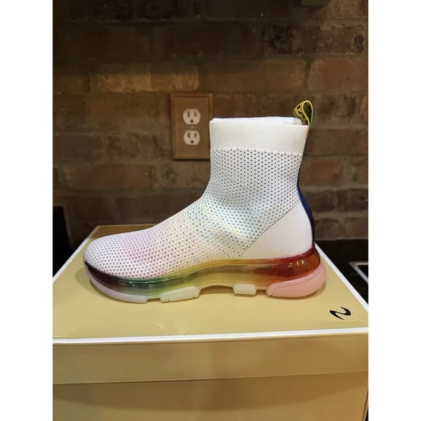 MICHAEL MICHAEL KORS Kendra Rainbow Stretch Knit Sock Sneakers Booties Size 5M - Image 3