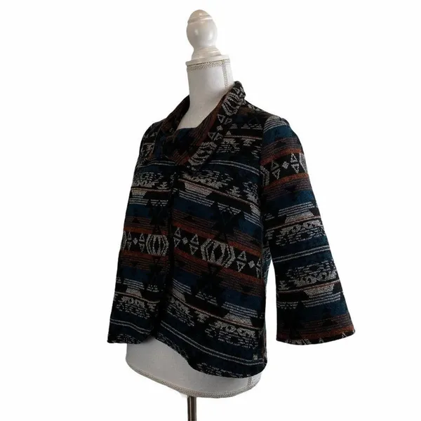 BILLABONG‎ Women's Small Aztec Multicolor Tapestry Print Fall Autumn Jacket - Image 4