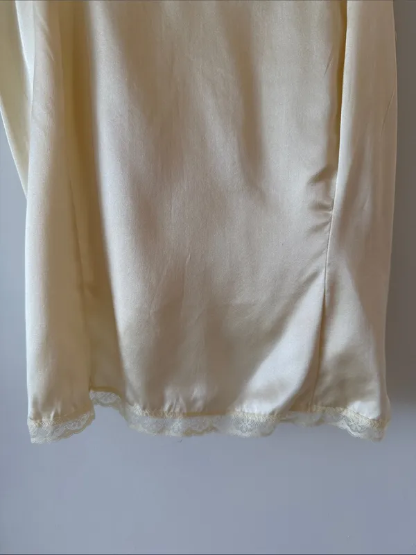 Vintage CHE 100% Pure Silk Lace Trim Camisole Top - Cream Ivory - Image 2