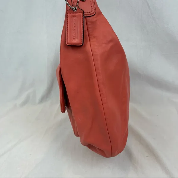 Coach Kristin F22309 Coral Pink Large Smooth Soft Leather Hobo Shoulder Bag - Image 7