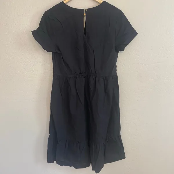 NWOT Pact Linen Blend Midi Dress Womens Sz Medium Black Organic Cotton - Image 5