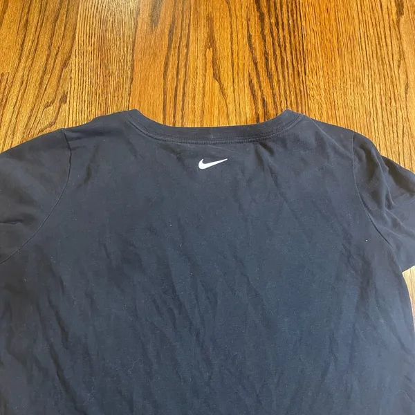 Nike Women's Black Dri-FIT Script-Logo Training T-Shirt Size L - Image 4