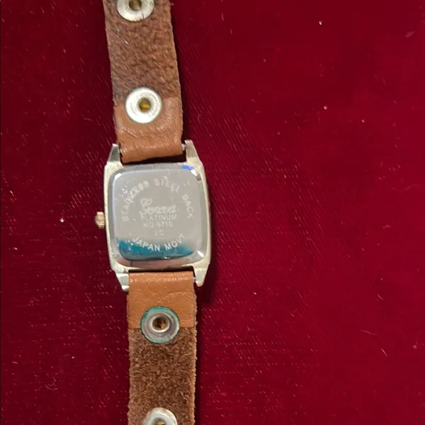 Geneva Brown Studded Leather Watch - Image 4