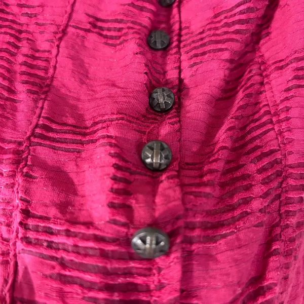 Anthropologie Pink Floral Ruffle Blouse Smocked Puff Sleeve Sz XS Cottagecore - Image 7