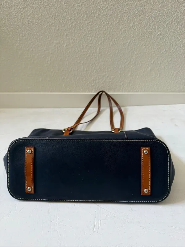 Dooney & Bourke Navy Blue Leather Lexington Shopper Tote Shoulder Bag - Image 3