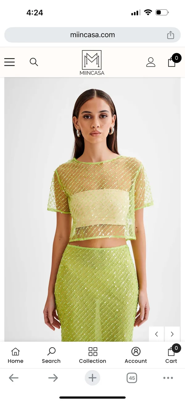 Meshki NWT Sequin Mesh Short Sleeve Crop Top - Image 3