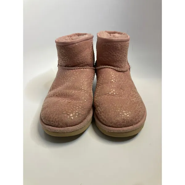 UGG Classic Mini Boots Women Size 8 Pink Good Metallic Snake Print Shearling - Image 2