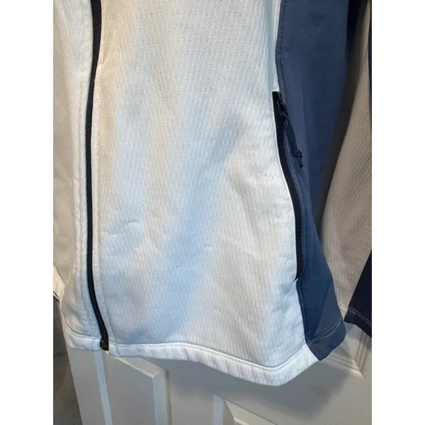 The North Face Womens Large Grid Fleece Jacket White Blue Full Zip Outdoor - Image 5