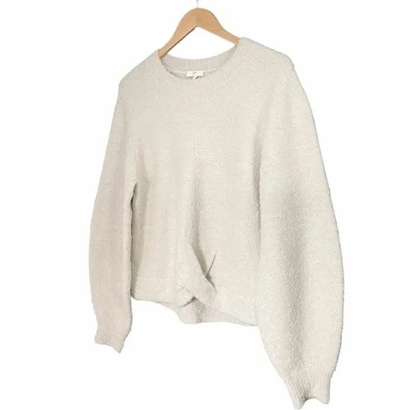 Joie Stavan Sweater Large Snow Ivory Metallic Wool Alpaca Twist Front Pullover - Image 5