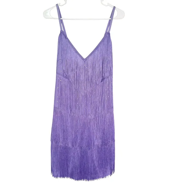NWT ODIZLI Purple Fringe Flapper Bodycon Mini Dress - XL - Image 4