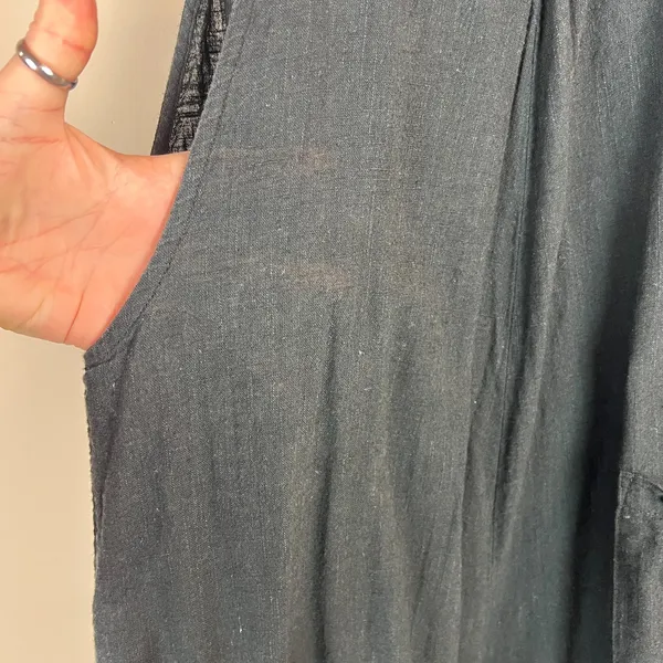 Natural Life Wide Leg Jumpsuit Overalls Womens Large Black Gauze Cotton Pocket L - Image 8