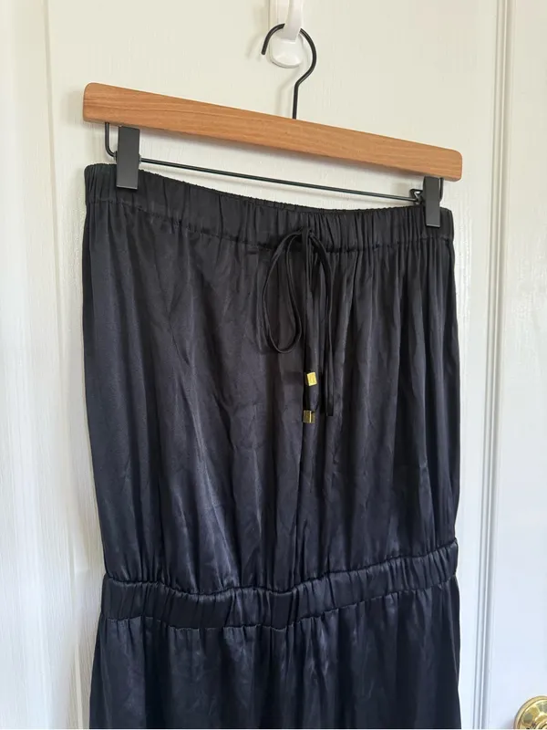 ALEXIS Strapless Silk Black Wide Leg Jumpsuit - Image 6
