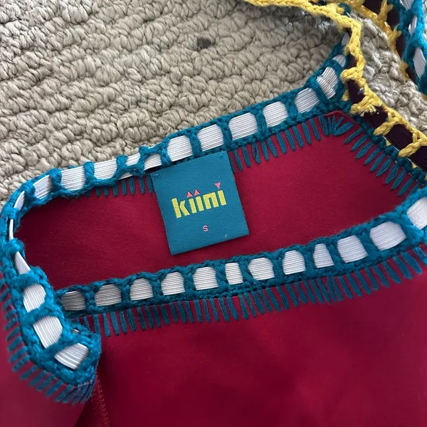 Kiini Yaz Bikini One Shoulder Crochet Red Bikini Top Handmade Size Small - Image 2
