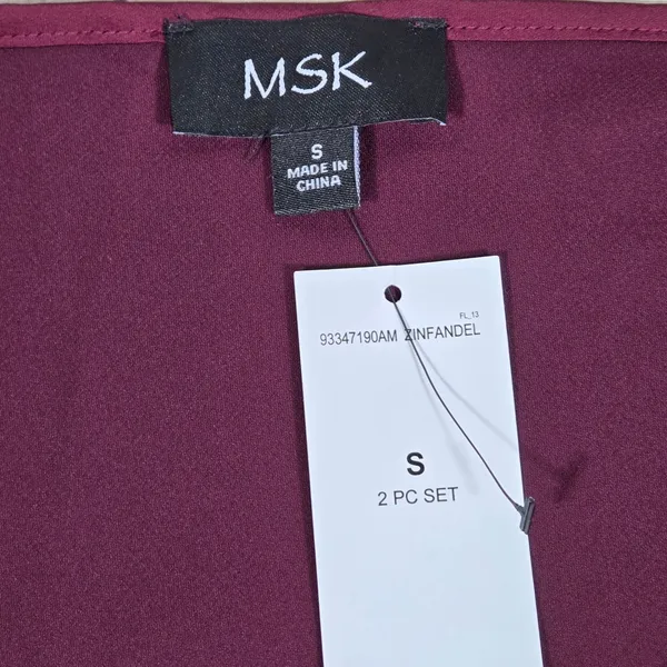 MSK Zinfandel Burgundy Satin Slip Maxi Dress Small 93347190AM Adjustable Straps - Image 5