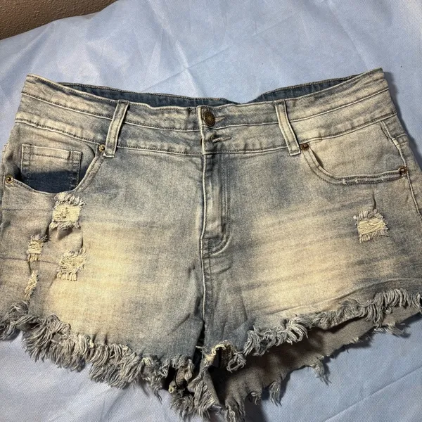 Source Unknown Light Blue Frayed Jean Shorts - Image 13