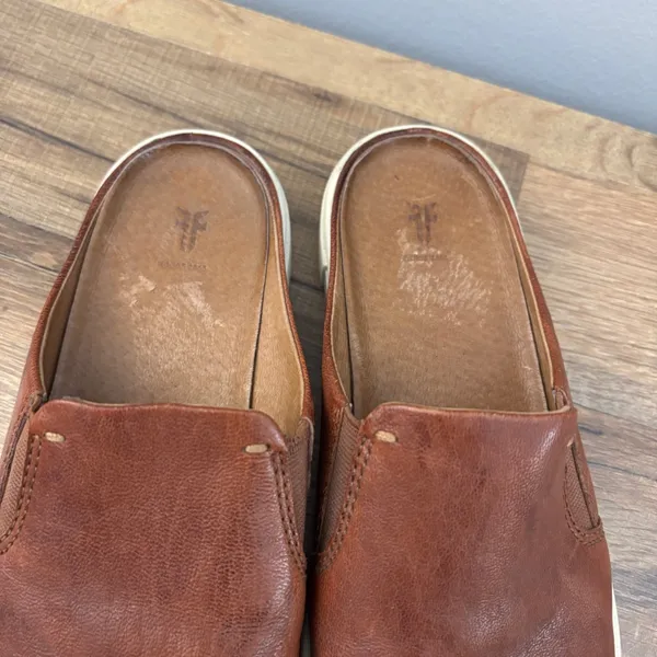 Frye Ivy Leather Slip On Mule Clog Cognac Brown Women’s - Image 5