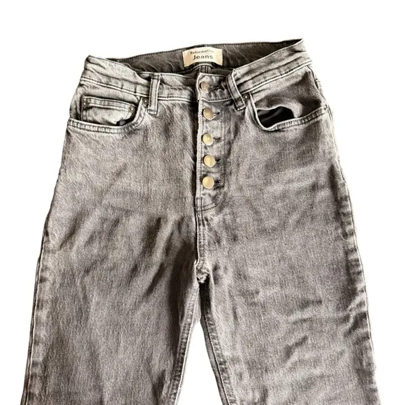 Reformation Slim Straight Leg Jeans Washed Black Denim Button Fly Size 25‎ - Image 2