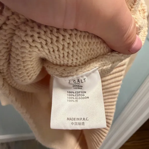 John Galt Brandy Melville Cream Cotton Knit Crewneck Sweater OS Beige MH320 - Image 4