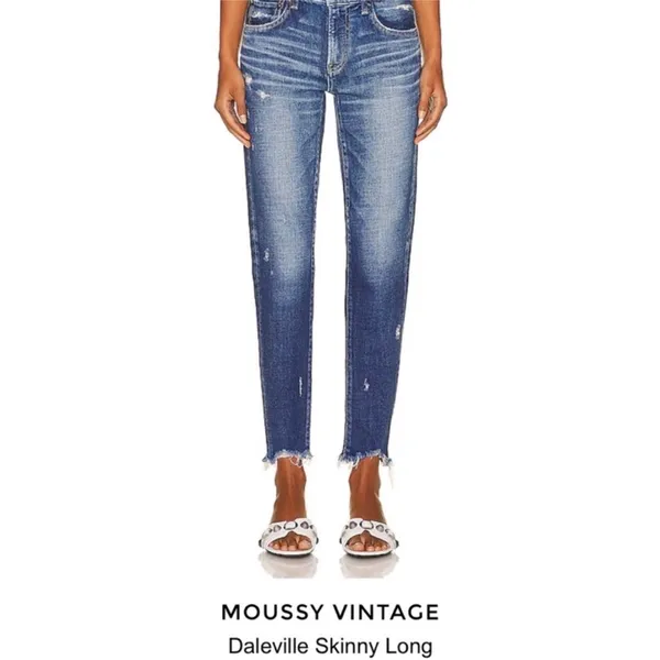 Moussy Daleville Long Vintage‎ Dark Wash Distressed Jeans - Image 12