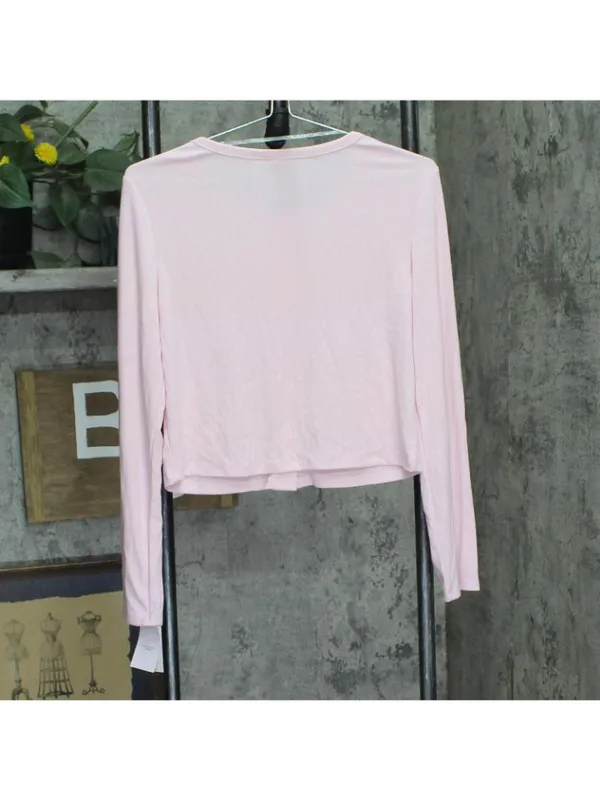 NWT Auden Variegated Ribbed Button Down Pajama Cardigan 94629500 Pink M - Image 3