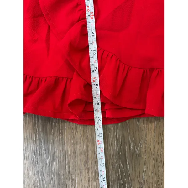 Princess Polly Agnetha Mini Dress Red Wrap Ruffle Long Sleeve NWT Size 8 - Image 6