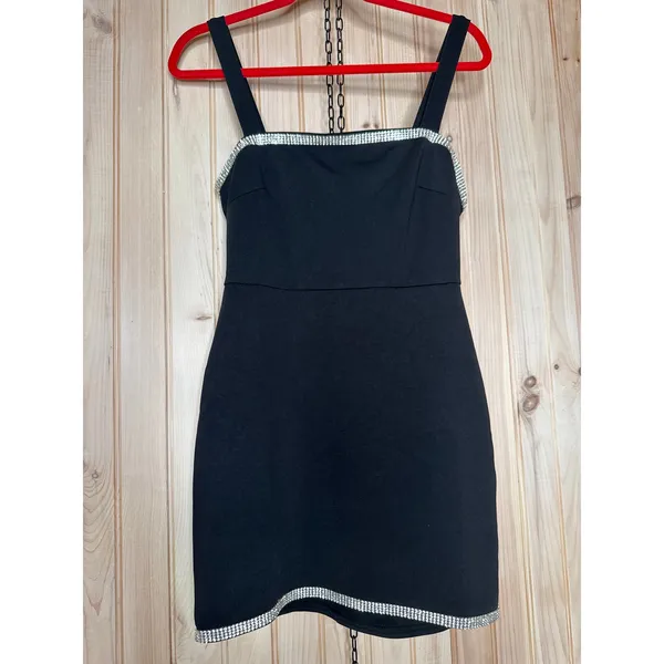 NWT Lulus Glowing Allure Black Rhinestone Sleeveless Bodycon Mini Dress Party S - Image 2