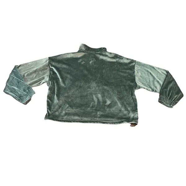 yogalicious‎ Velvet Sweatshirt Large 1/2 Zip Cropped Oversized Boxy - Image 2