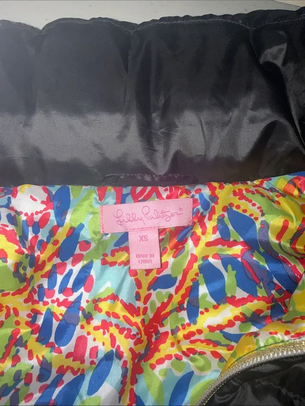 Lilly Pulitzer Black Quilted Down Puffer Vest - Image 5