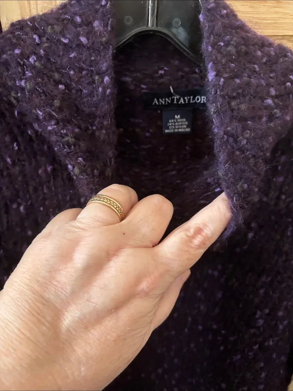 Ann Taylor Heavyweight Deep Purple Wool Blend Mock Turtleneck Sweater Medium - Image 3