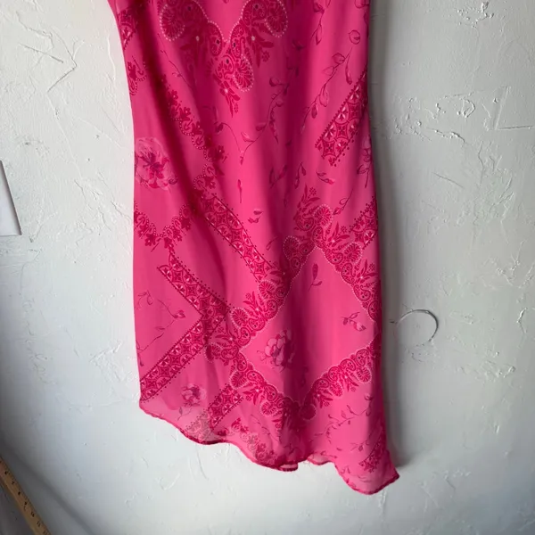 Studio‎ Y Y2K Juniors Size 9 Pink Fairy Asymmetrical Hem Prom HOCO Dress Floral - Image 3