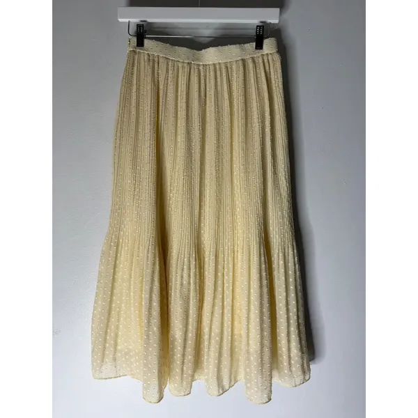 Lulus‎ butter yellow eyelet midi skirt Teired small - Image 2