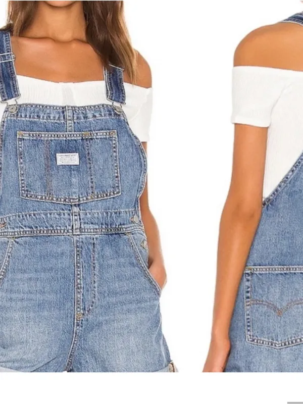 Levi’s Cotton Denim Overalls Shortalls Women’s Size Medium Blue - Image 2