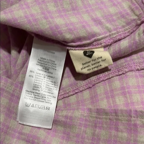 NWT Madewell small Linen-Blend Puff-Sleeve Button-Wrap Top in Plaid - Image 7