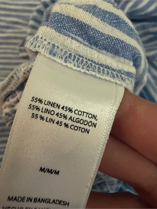 Beachlunchlounge Linen Blend Blue White Striped Wide Leg Pants M - Image 4