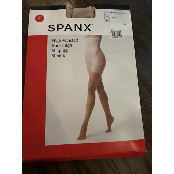 Spanx Womens High-Waisted Full Length Mid Thigh ShapingSheers Nude Sz C NEW NIB - Image 2
