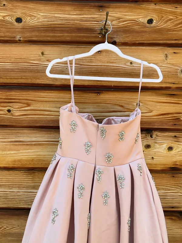 MAC DUGGAL Pink Size 8 Strapless Crystal Embellished Satin A-Line Dress Gown - Image 12
