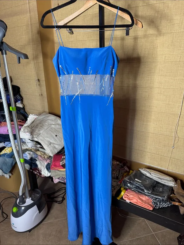 Vintage NiteLine by Nahdree Blue Sequin Mesh Formal Gown Size 4 - Image 2