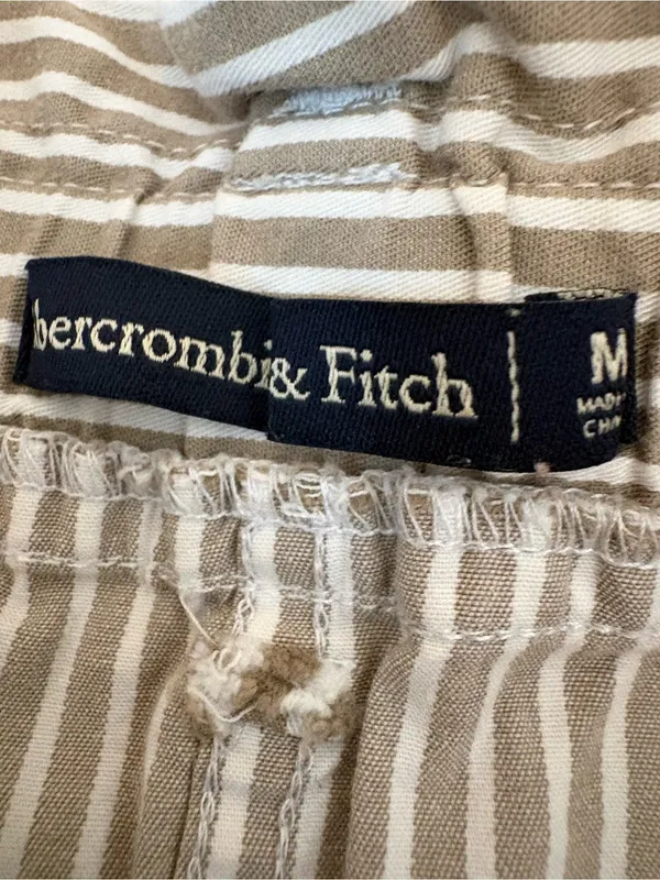 Abercrombie & Fitch Striped Button Front Mini Skirt Tan White M - Image 3