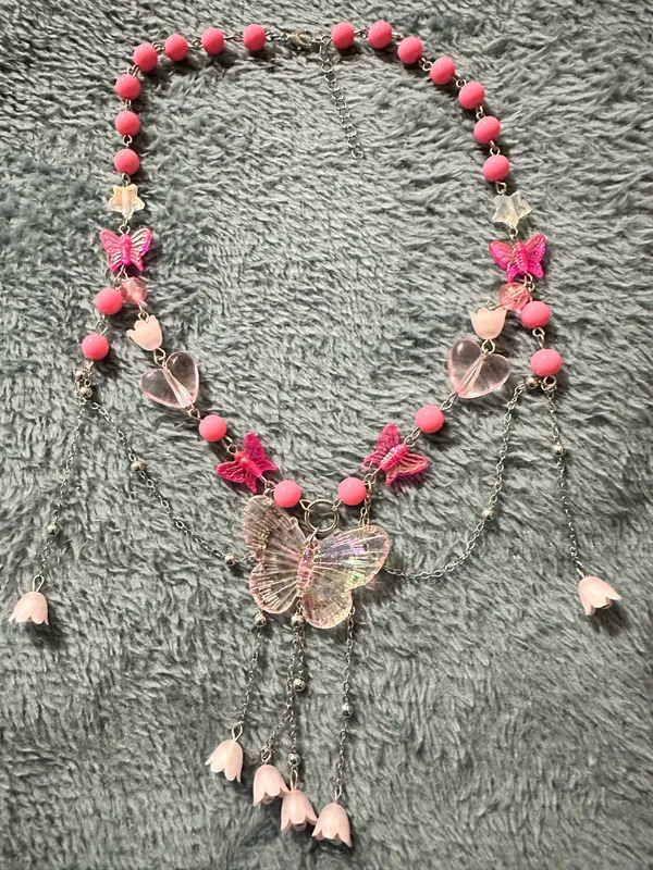 Pink Butterfly Necklace - Image 2