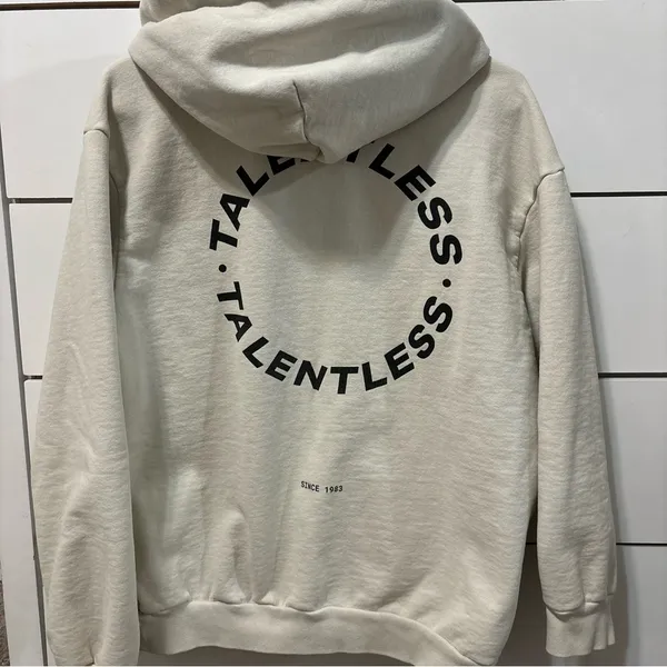Talentless Heavyweight Circle Logo Hoodie Cream - Image 4