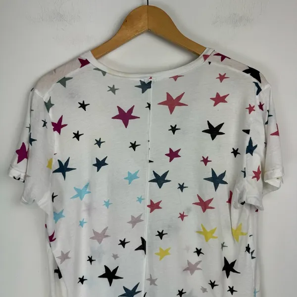 Monrow Womens Vneck Colorful Star Print Tshirt Sz Large Cotton - Image 11