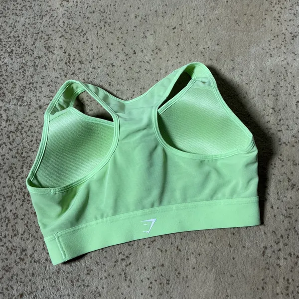 Gymshark Mesh Racerback Sports Bra Womens S‎ Green Neon Activewear Molded Cup - Image 4