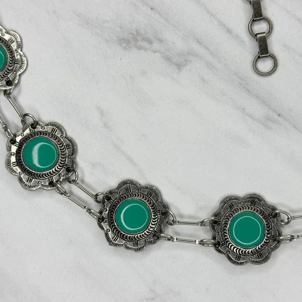 Flower Concho Western Turquoise Enamel Belt OS ✨ - Image 7