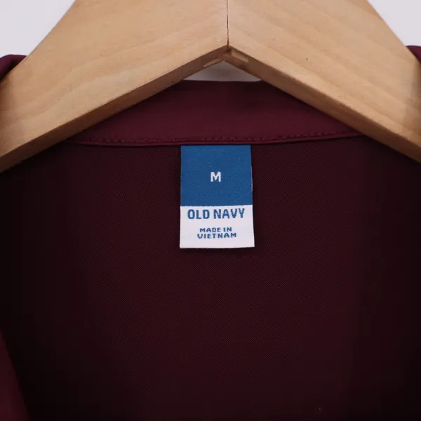Old Navy Blouse Womens Medium Button-Down Burgundy Long Sleeve Excellent - Image 2