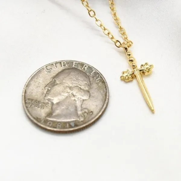 Small Gold Sword Necklace - Image 3