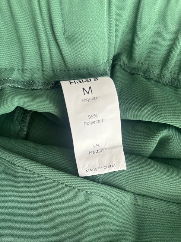 Halara High Waist Tie Side Wide Leg Work Pants Wrap-Front Pants Olive Green Sz M - Image 10