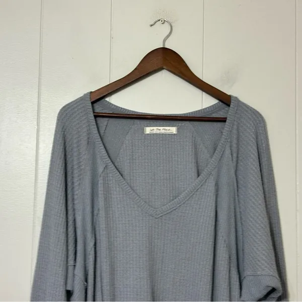 Free People We The Free Santa Clara Thermal Top Gray Oversized M - Image 4