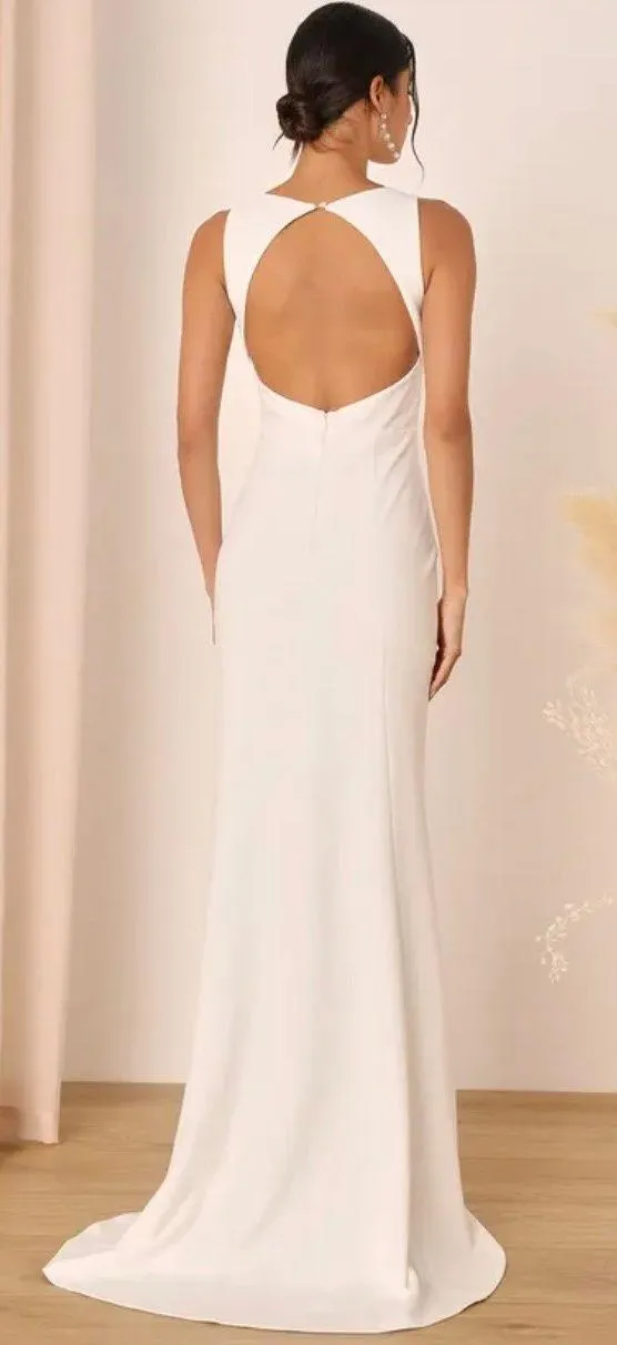 Lulus New Everlasting Promise White Backless Mermaid Maxi Dress - Image 5